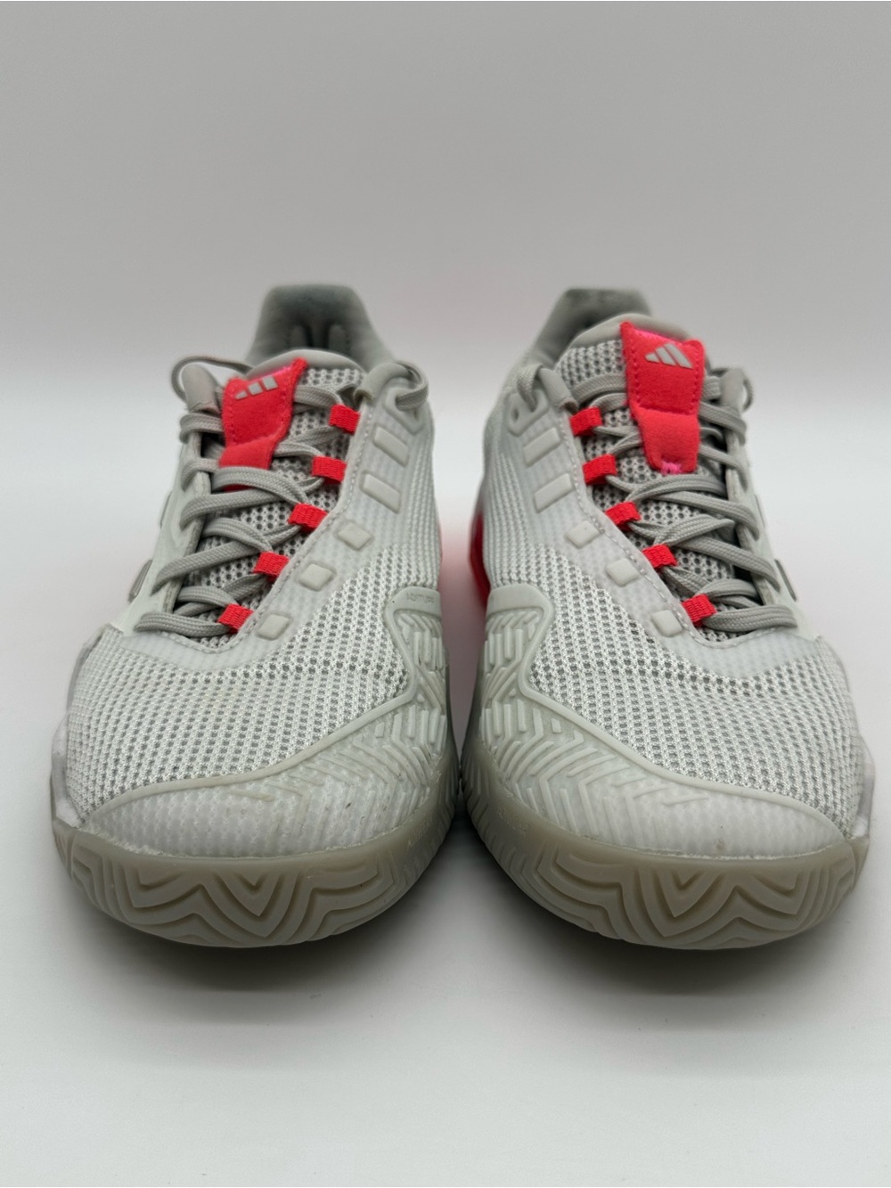 adidas Barricade Light Gray and Coral Court Shoes - Picture 2 of 10